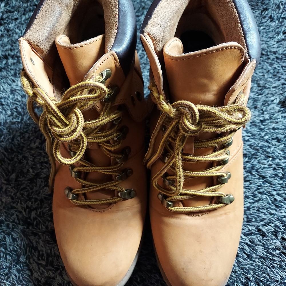 Maurices Women's Combat Tan Leather Hiking Boots Size 8